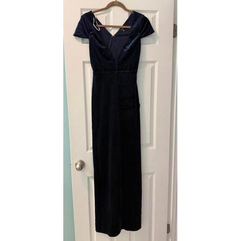 New Lulus Navy Velvet V-Neck Maxi Dress XS